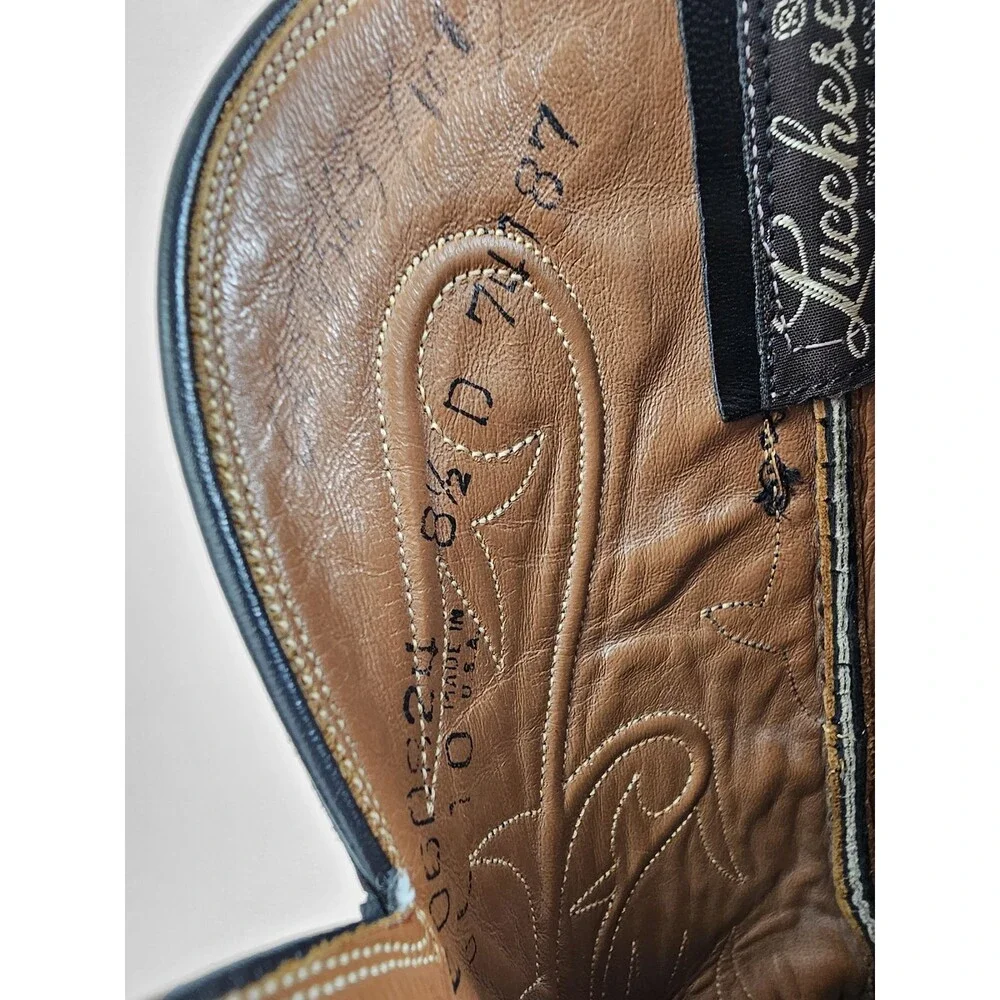 Lucchese 8.5 D Black Full Quil Ostrich Leather Cowboy Boots Proto Type Limited